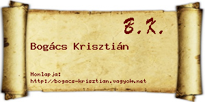 Bogács Krisztián névjegykártya
